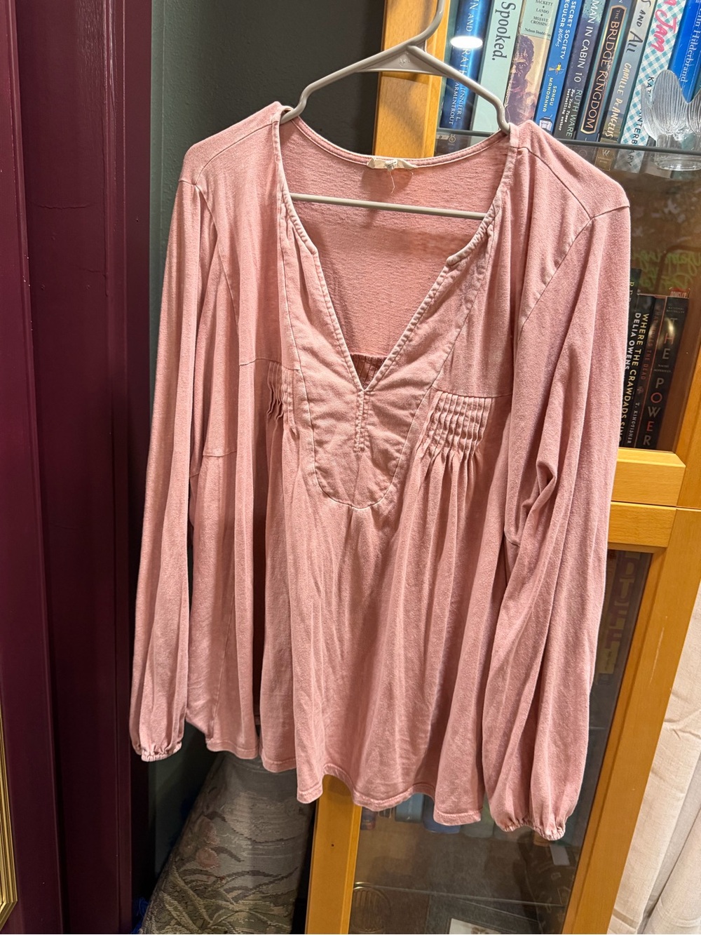 easel Dusty Rose Long-Sleeve V-Neck Tunic